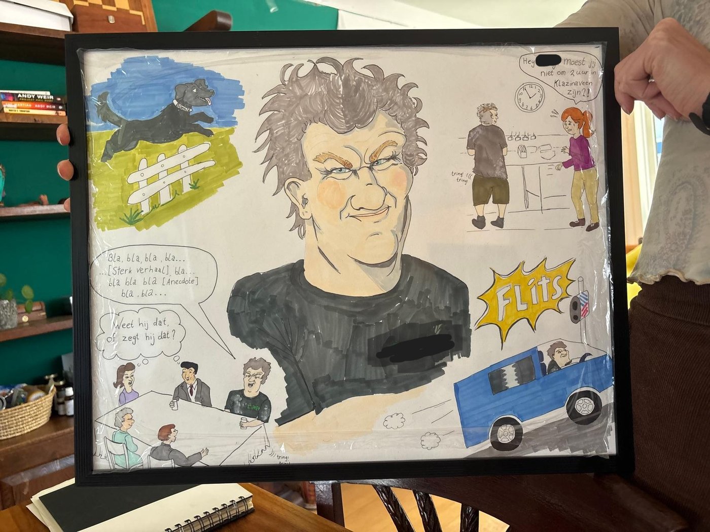 Voorbeeld stripverhaal — een ingelijste werk uit een workshop